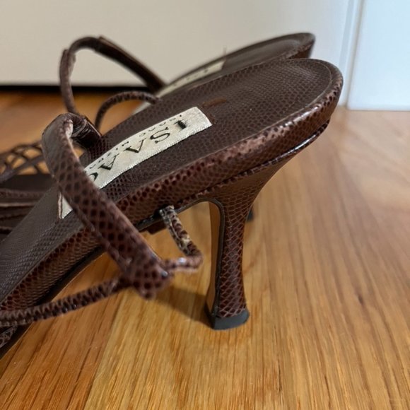 Vintage Isaac Mizrahi Lizard Print Slingback Sandals - Picture 5 of 16